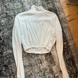 White crop turtleneck sweater